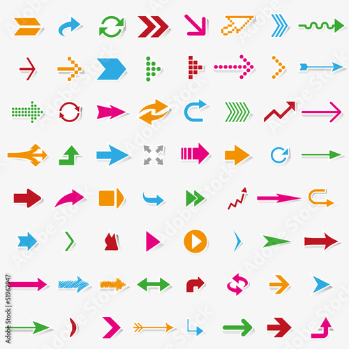 64 colorful arrows with shadow