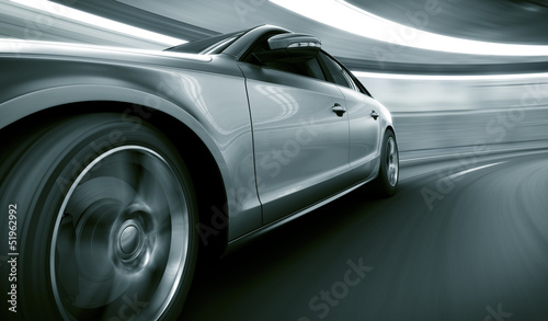 Car driving fast in tunnel #51962992