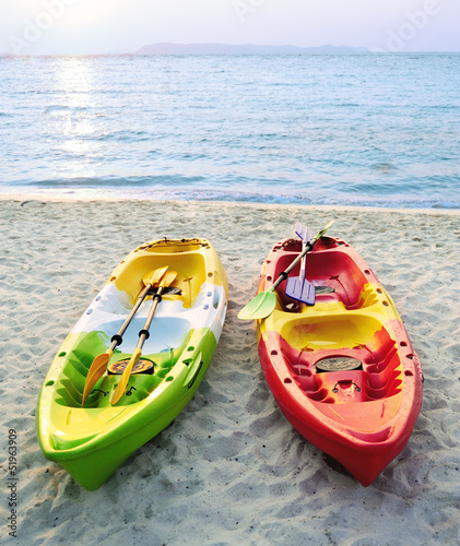 Canoes on the beach.