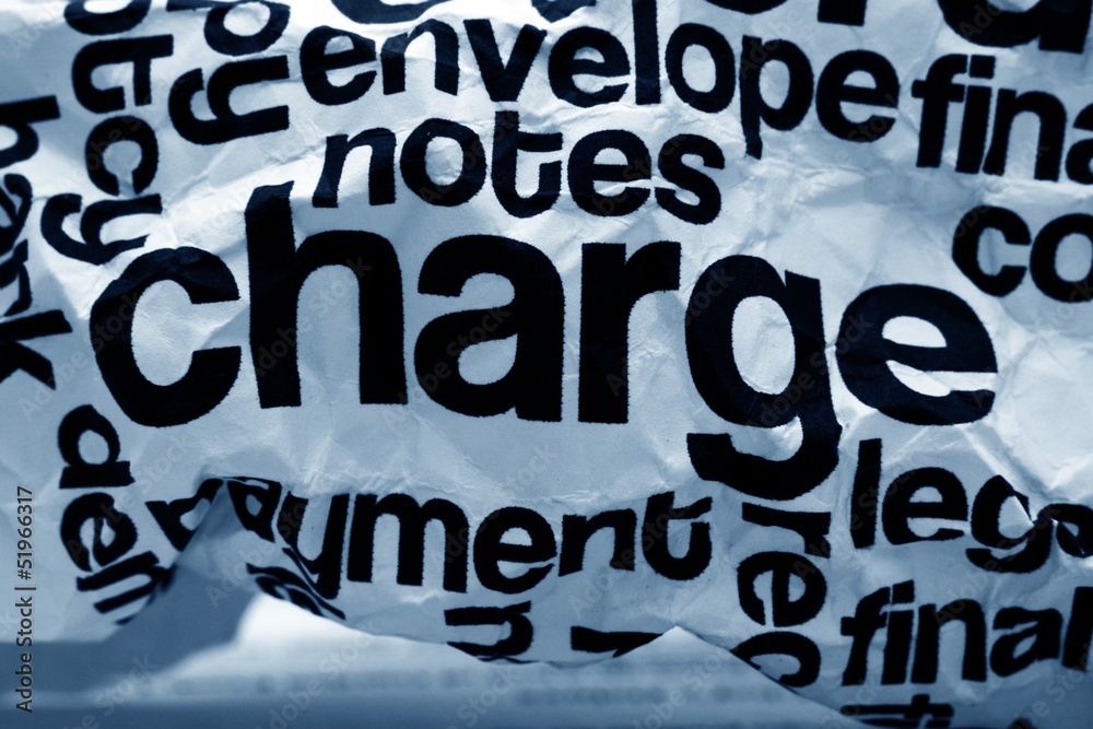 Charge text on crinkled paper Charge text on crinkled paper