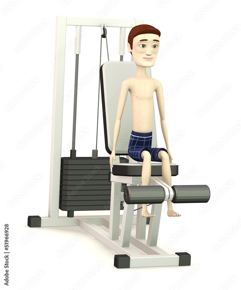 Fototapeta premium 3d render of cartoon character with gym machine