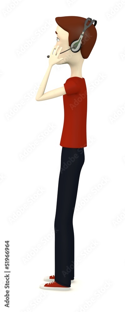 3d render of cartoon character with headphones 3d render of cartoon character with headphones