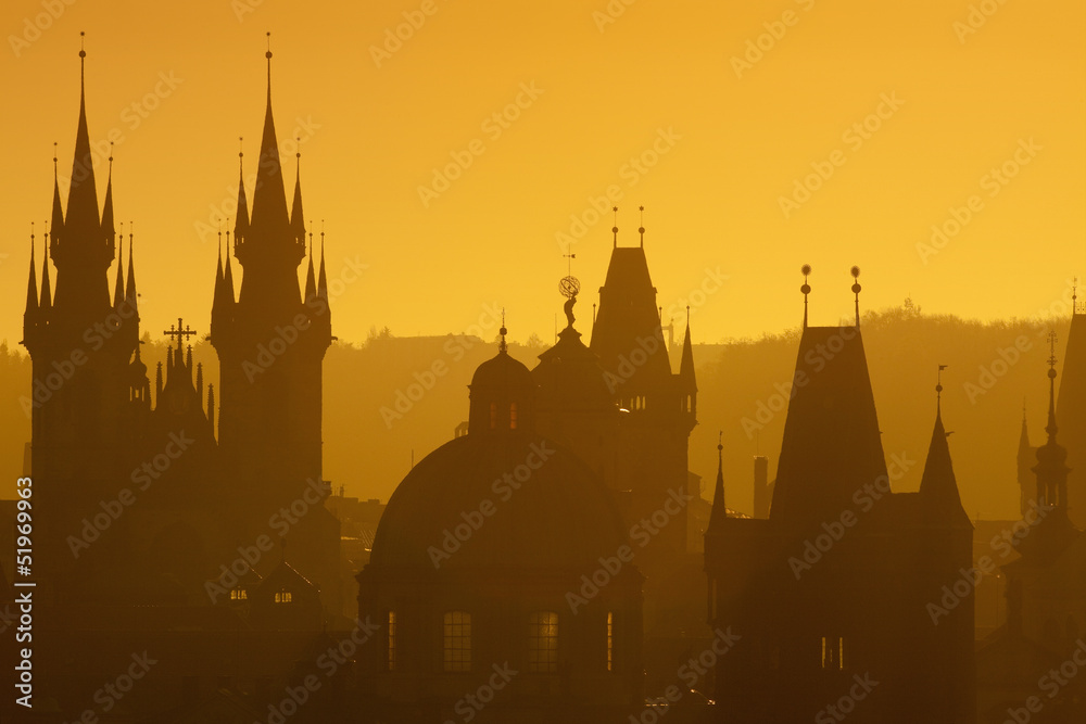 Naklejka premium prague - spires of the old town