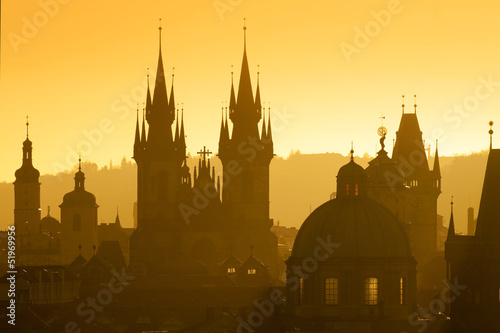 Canvas Print prague - spires of the old town
