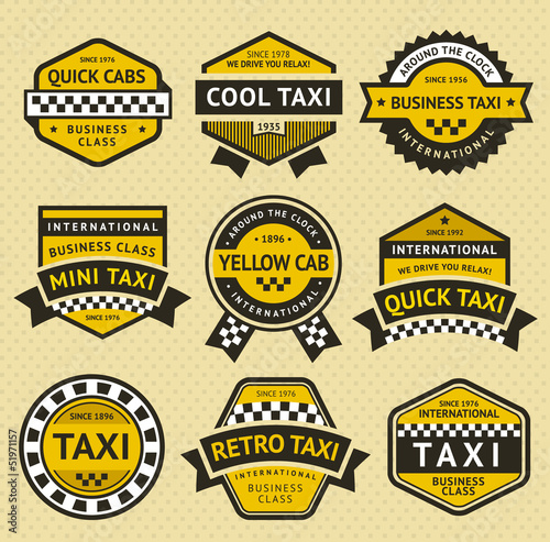 Taxi cab set insignia, vintage style