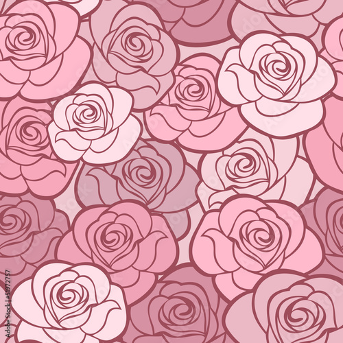 Seamless pattern with roses. Vector illustration.