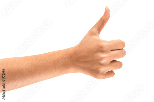 Beautiful female hand with thumbs up