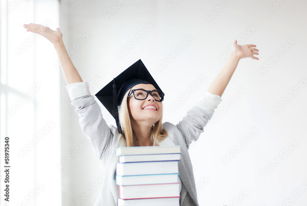 happy student in graduation cap happy student in graduation cap