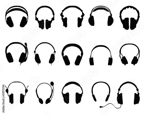 silhouettes of headphones 2-vector