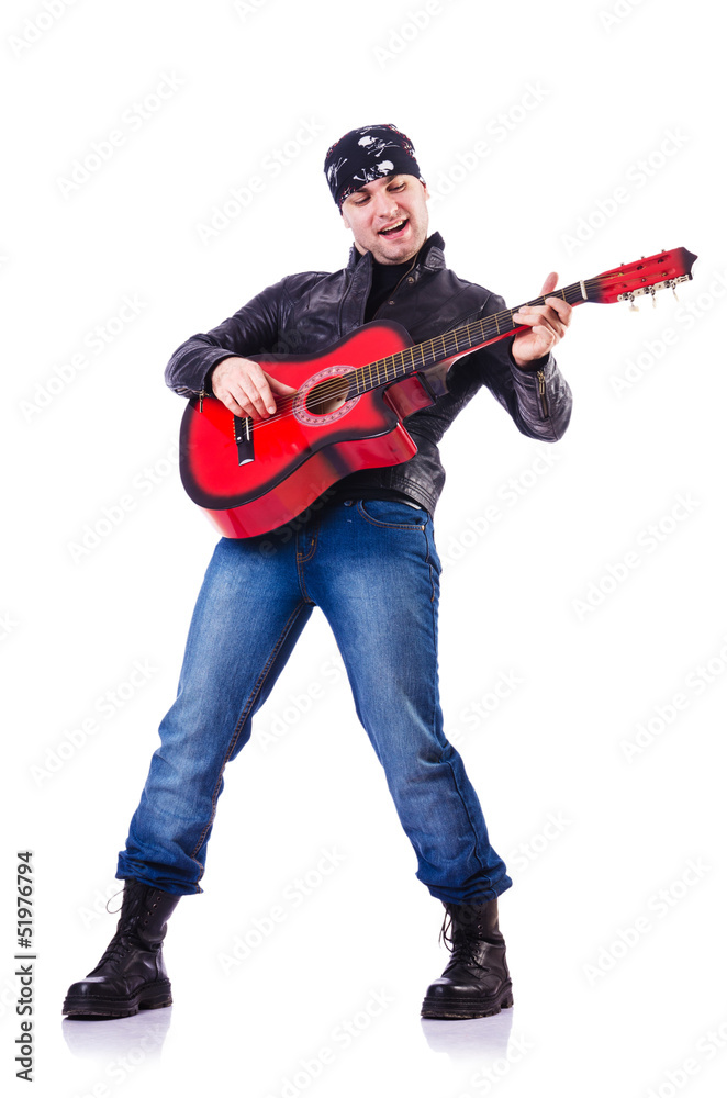 Guitar player isolated on white Guitar player isolated on white