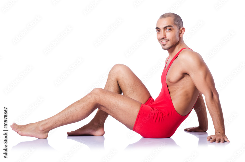 Obraz premium Young wrestler isolated on the white