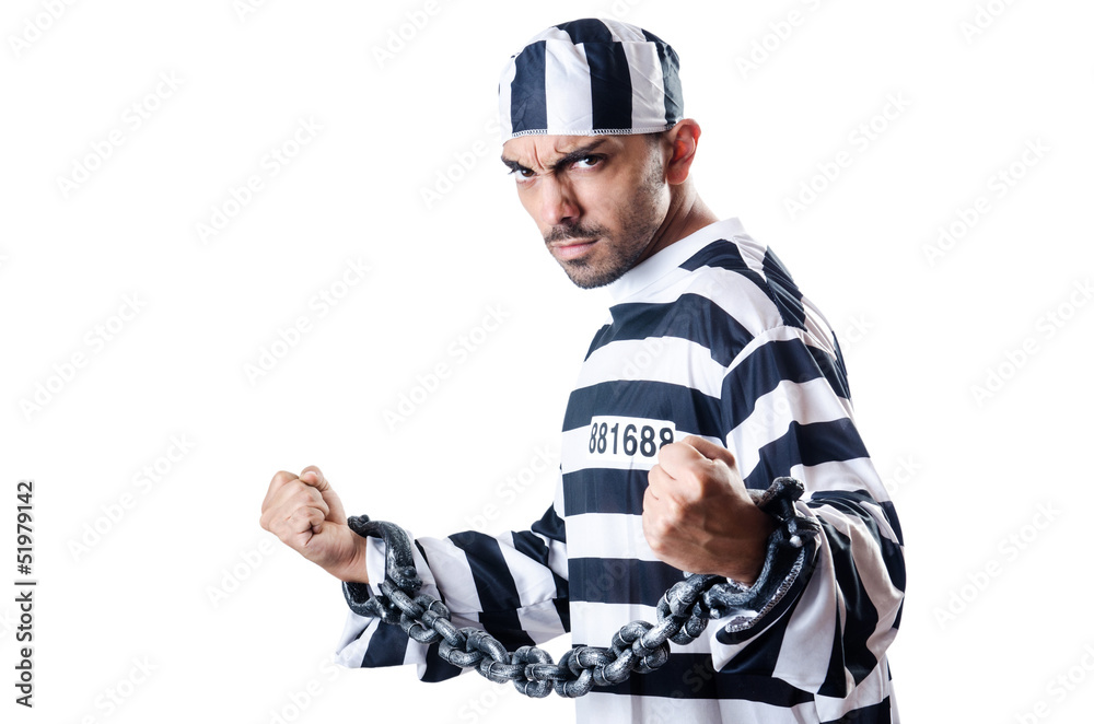Convict criminal in striped uniform Convict criminal in striped uniform