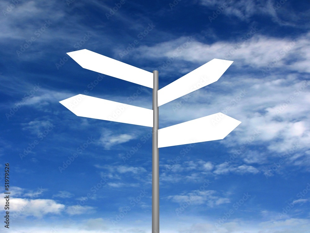 Signpost on beautiful background of blue sky. 3D render. Signpost on beautiful background of blue sky. 3D render.