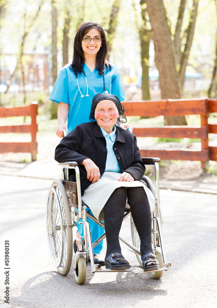 Smiling Doctor And Patient Outdoors Smiling Doctor And Patient Outdoors