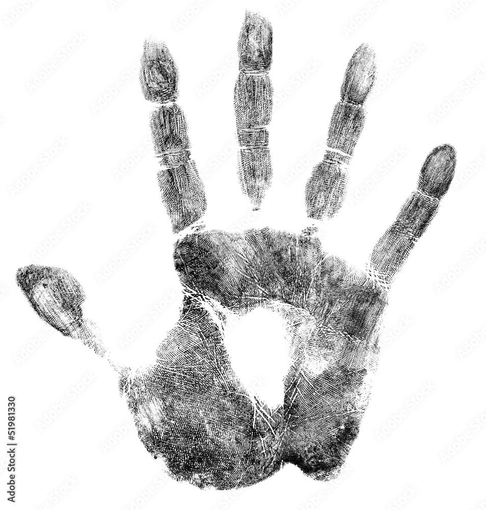 Palm or hand print isolated on white