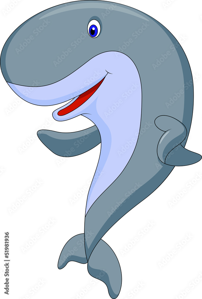 Obraz premium Cute whale cartoon waving