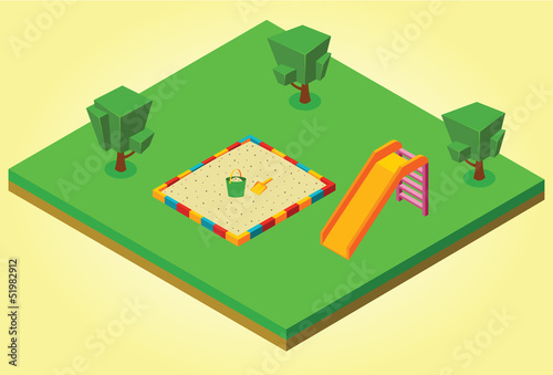 isometric sandbox and slides