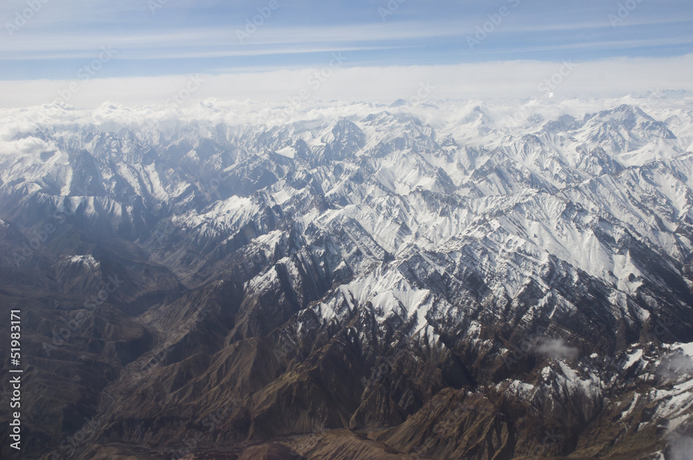 bird eyes view of Karakoram in Ladakh, India