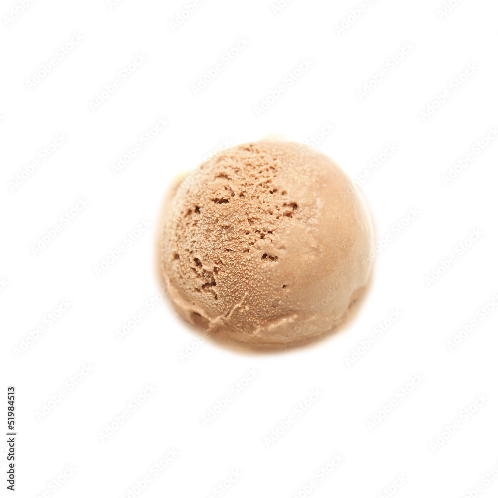 Chocolate Ice Cream Scoop close-up isolated on white background Chocolate Ice Cream Scoop close-up isolated on white background
