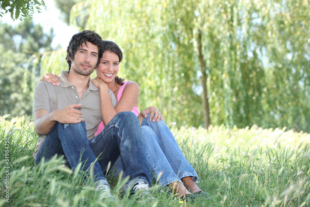 Couple sat in park Couple sat in park