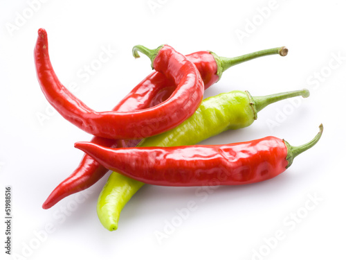 hot chili peppers isolated on white