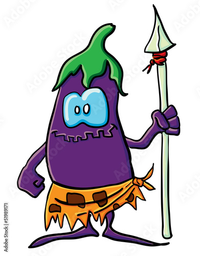 Funny cartoon eggplant is  savage