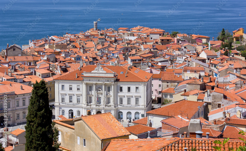 View of Piran and the Adriatic Sea
