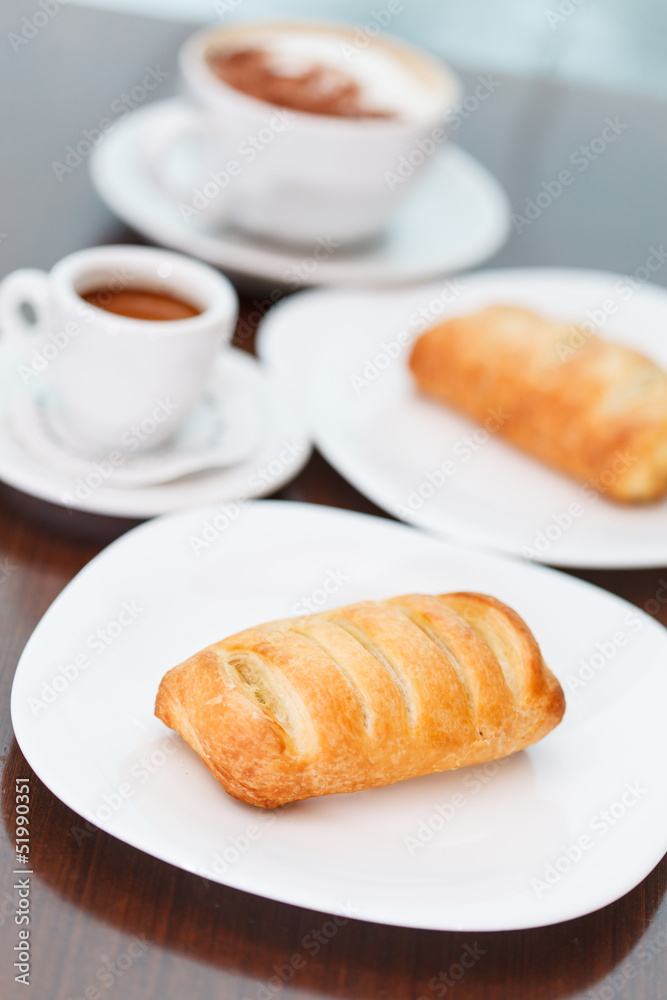 coffee with puff pastry coffee with puff pastry