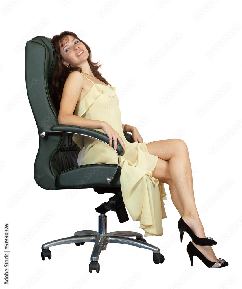 Fototapeta premium Sexy woman on luxury office armchair