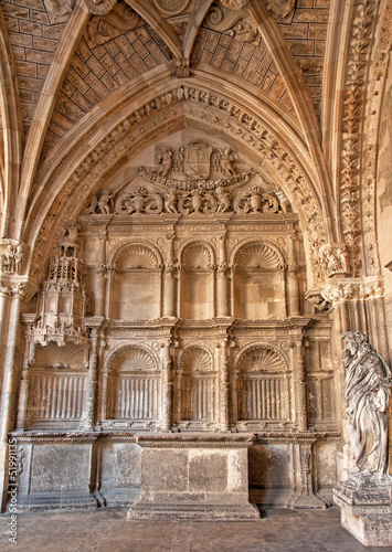 Cloister of the famous cathedral of Leon  Spain