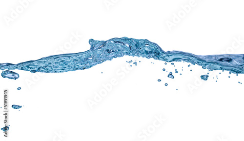 Water splash with reflection, isolated on white background 