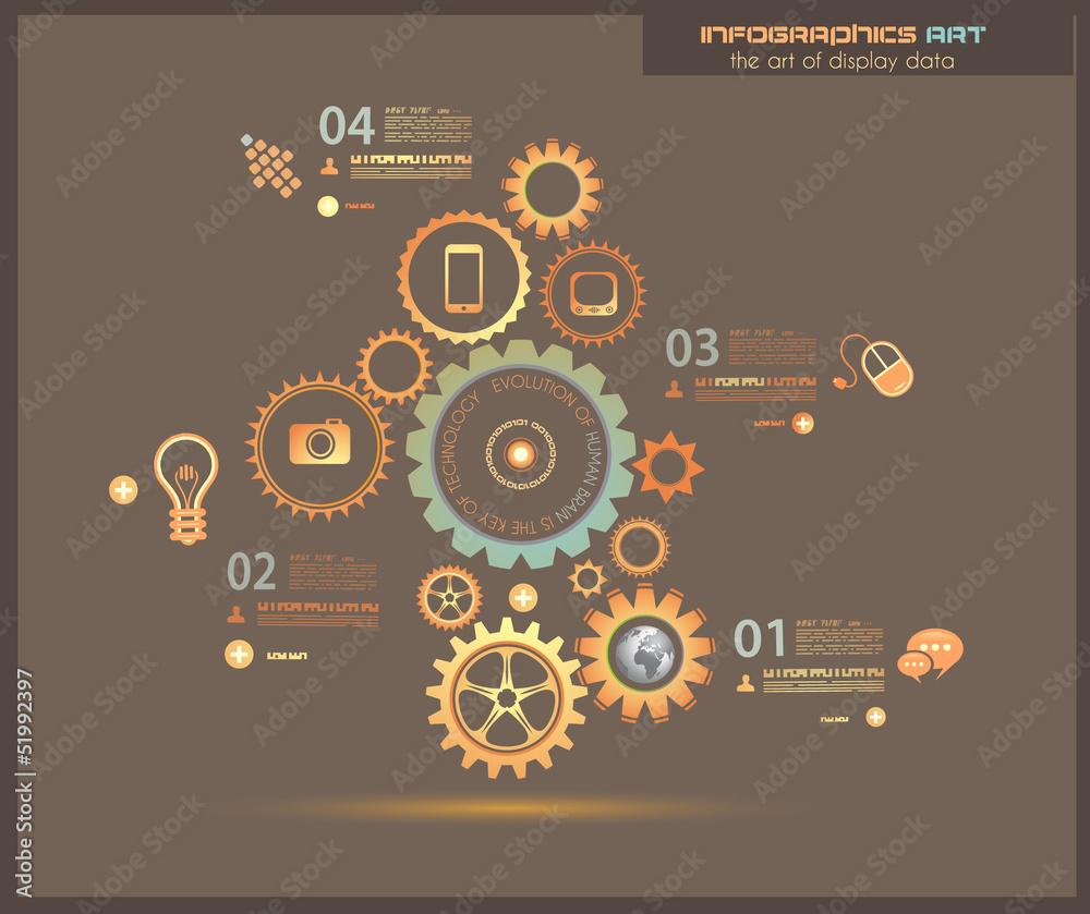 Infographic design template with gear chain. Infographic design template with gear chain.