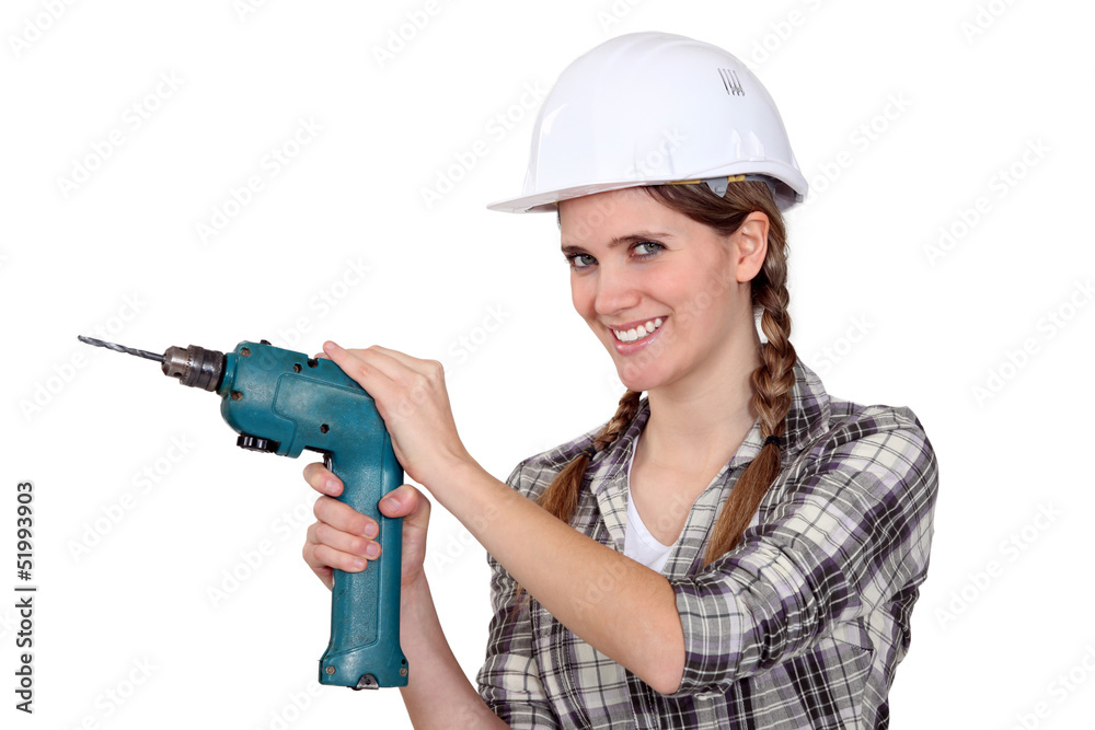 Woman with a drill Woman with a drill