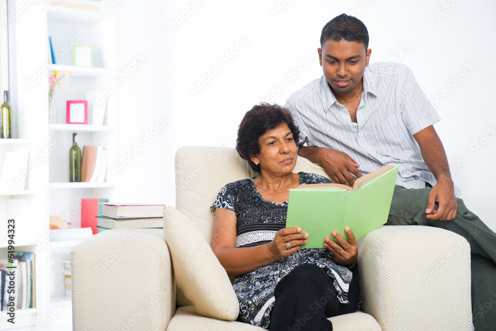indian family reading lifestyle photo