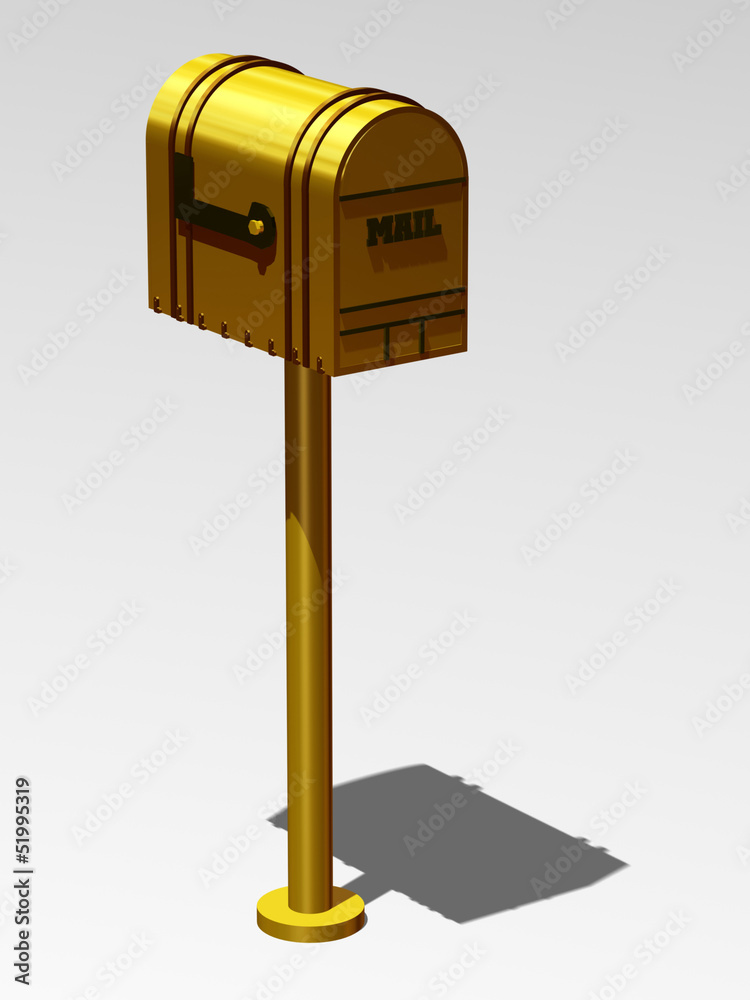 golden closed Mailbox made of gold golden closed Mailbox made of gold