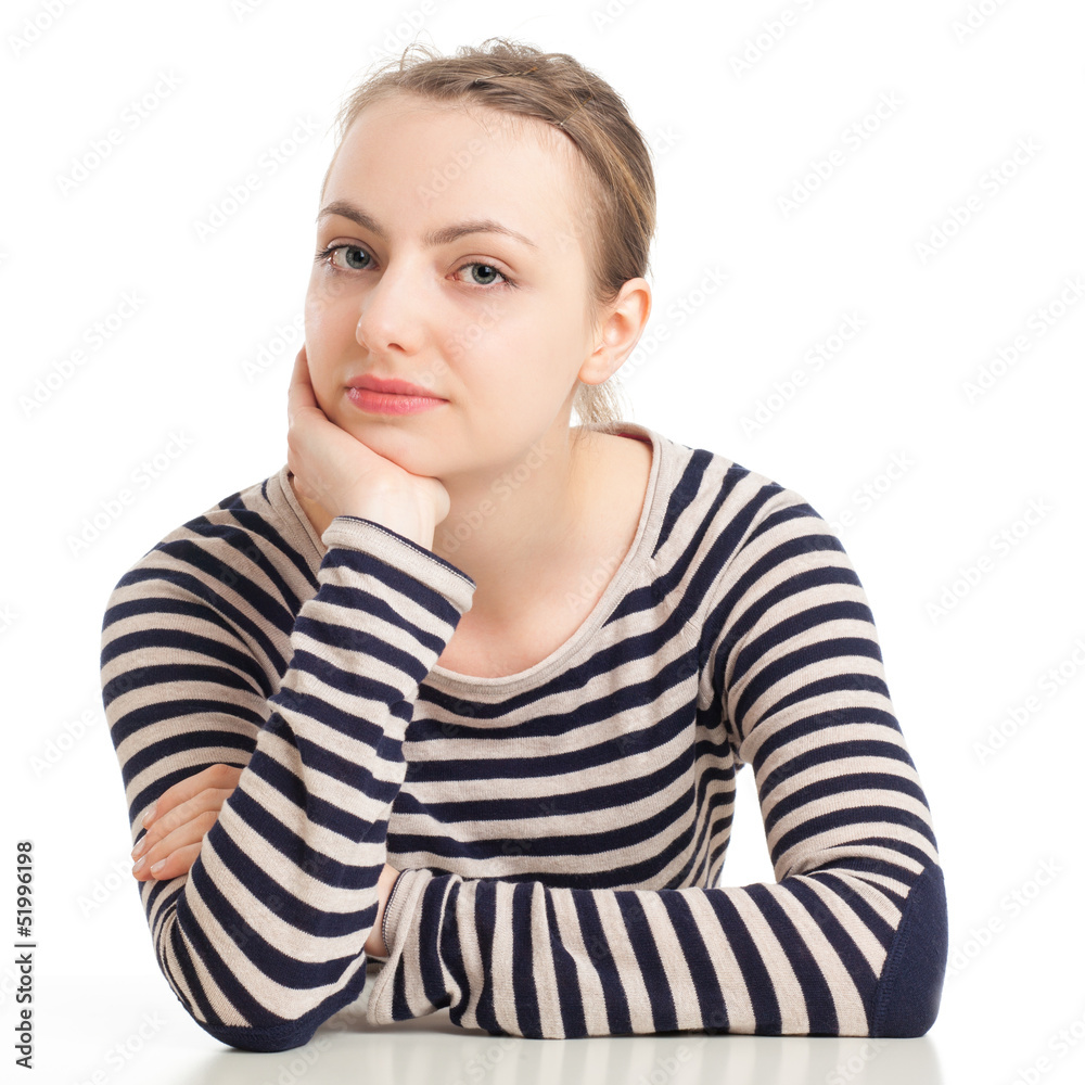 Young blond woman portraits on white background Young blond woman portraits on white background