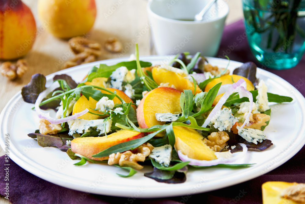 Peach with Blue cheese and Rocket salad
