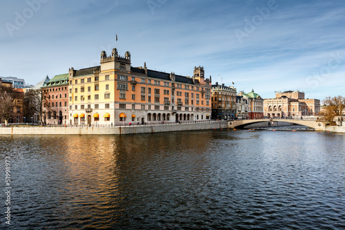 Stromgatan Embankment and Royal Opera in Stockholm, Sweden photo