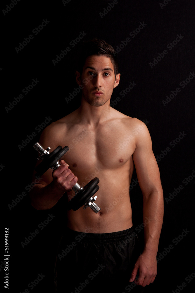 man with dumbbell in hand man with dumbbell in hand