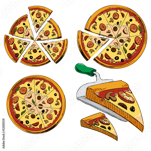 Collection of sliced pizza