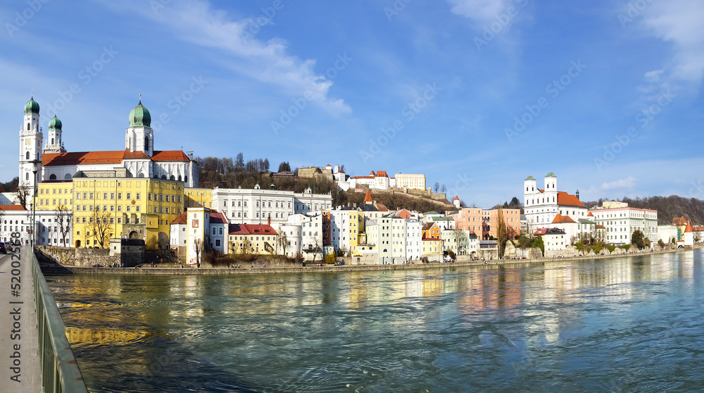 Picturesque panorama of Passau. City of Three Rivers. Germany