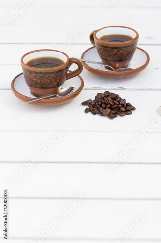 Set de cafe, original, cubano, tetera, tasa, granos y azucarera. Stock  Photo | Adobe Stock