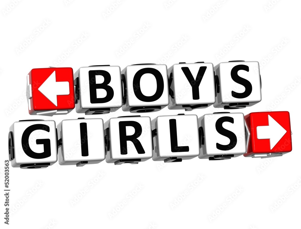 3D Boys Girls Button Click Here Block Text 3D Boys Girls Button Click Here Block Text