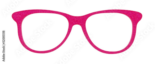 Photo of pink glasses isolated on white with clipping parths photo