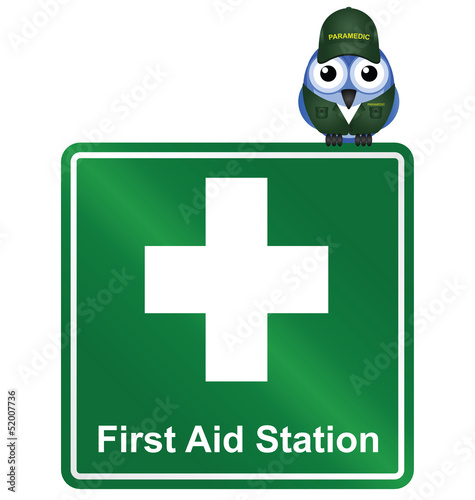 Comical First Aid Station sign
