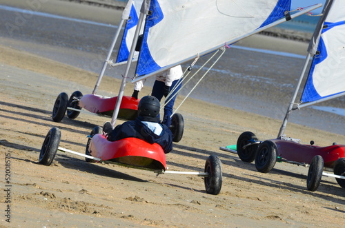 char à voile, plage de normandie