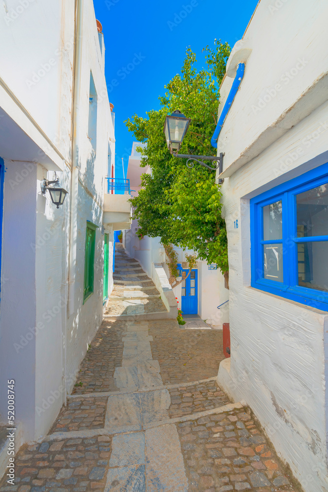 Naklejka premium Grecja Syros wyspy architektura wśrodku głównego capitol z widokiem o