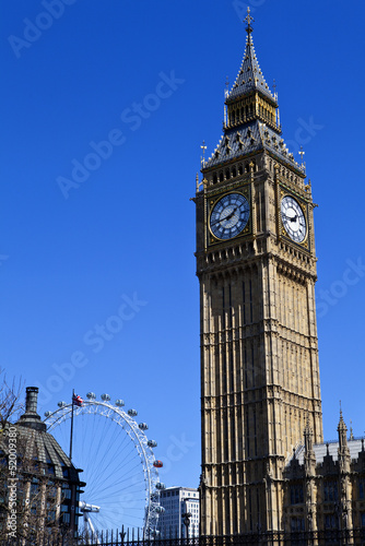 Canvas Print Big Ben (Houses of Parliament) and the London Eye