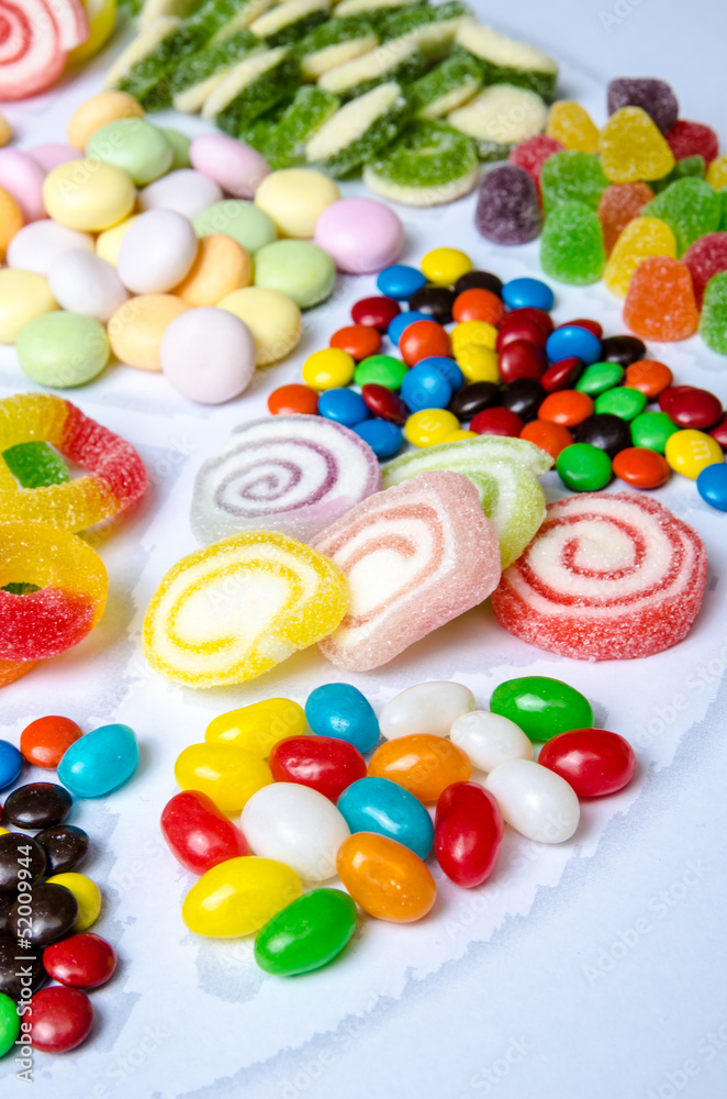 Colorful candies on white background Colorful candies on white background