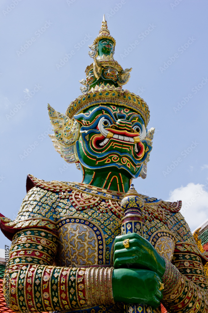 Giant Green Ramayana of Wat Phra Kaewof in thailand